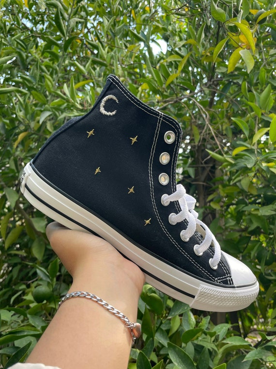 Star and Moon Custom Embroidered Converse Chuck Taylor All - Etsy Australia