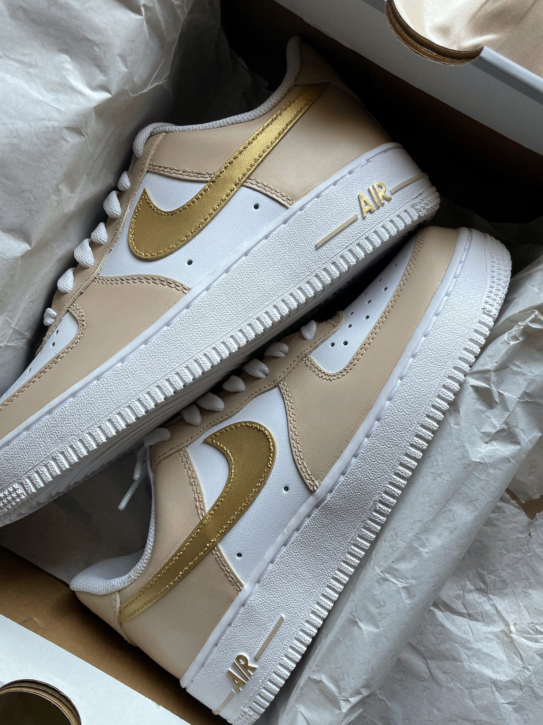 Nike Air Force 1 Men’s Athletic Shoes in Cream‎ and Gold Nike Men main image 3