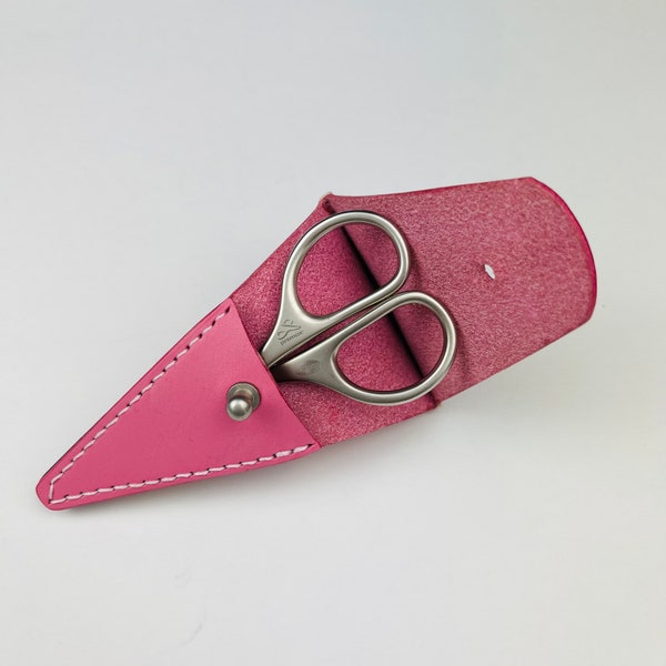 Leather Embroidery Scissor Sheath/Cover. Pink Leather. One of a Kind Gift for Crafter, Scissor Holder, Handmade, Scissor protector