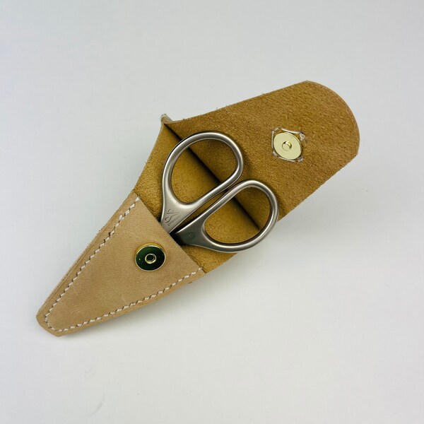 Leather Embroidery Scissor Sheath/Cover. Natural leather. One of a Kind Gift for Crafter, Scissor Holder, Handmade, Scissor protector