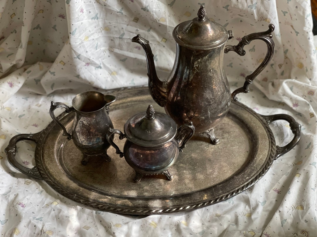W M Rogers Silver Coffee Set With Tray Etsy