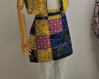 Custommade QUILTED SKIRT |Handmade Patchwork Beaded Skirt – Upcycled Ankara & Denim by TojuS| sustainable