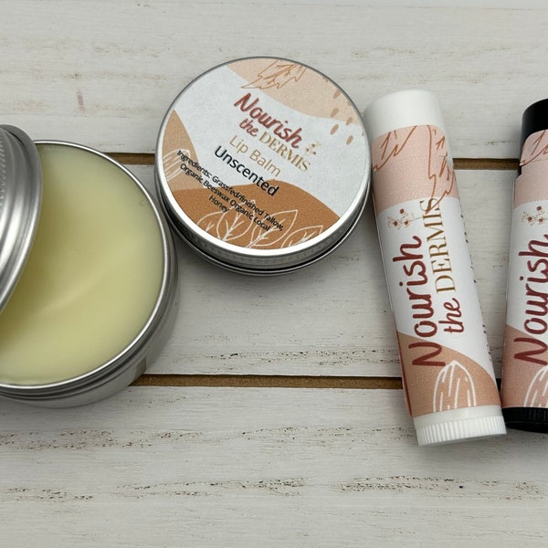 Organic Tallow Lip Balm Grass fed/finished Unscented