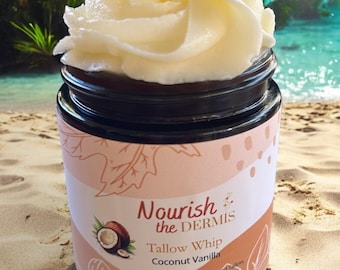 Tallow Whip - Grassfed AND FINISHED (never grain fed) triple rendered + Squalane & Jojoba - Face and Body