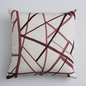 Channels Plum Brushstroke Pillow Cover 22″ Square – Kelly Wearstler Designer Linen Abstract Cushion