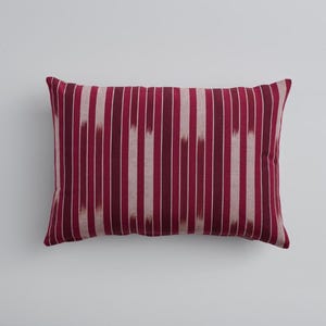 Cusco Ikat Berry Lumbar Pillow Cover 14 × 20 – Schumacher Designer Cushion, Pink-Red Ikat Print