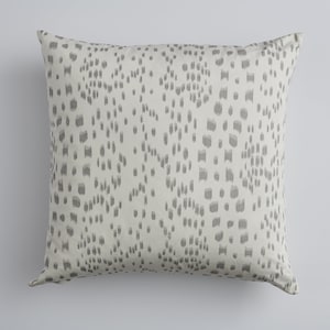 Les Touches Grey Pillow Cover 22″ Square – Brunschwig & Fils Designer Ikat-Dot Cushion, Neutral Décor