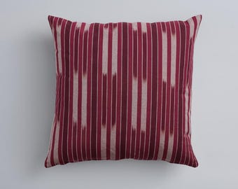Cusco Ikat Berry Pillow Cover 22″ Square – Schumacher Designer Cushion, Pink-Red Ikat Print