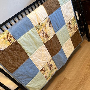 Handmade Vintage Cowboy Patchwork Baby Quilt