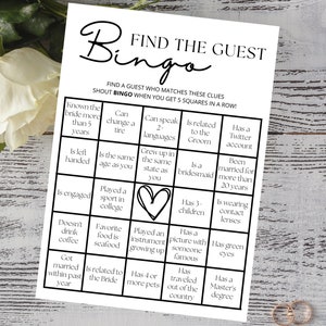 Wedding Bingo Game | Cocktail Hour Games | Bridal Shower Games | Wedding Reception Games | Wedding Games | Wedding Downloadable Template