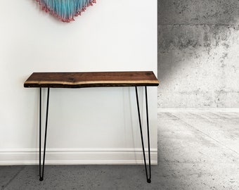 Black Walnut Console Table with Hairpin Legs, Narrow Console Table, Walnut Wood, Entry Table