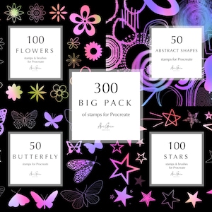 BIG PACK | 300 Procreate Stamps & Brushes