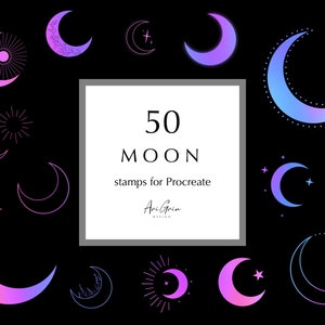 50 Procreate Stamps | Moon