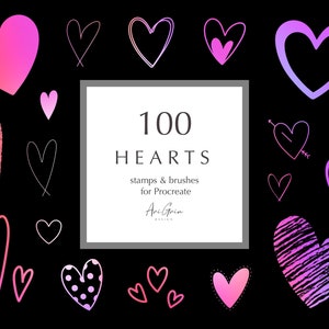 100 Procreate Stamps & Brushes | Hearts