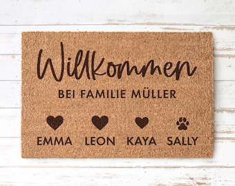 FAMILY - Personalized Coconut Doormat with Name | Indoor Doormat | Housewarming Gift | Wedding Gift