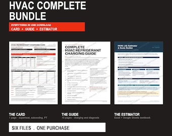 HVAC Refrigerant Charging Bundle – Card, Guide, Estimator (PDF + Excel)