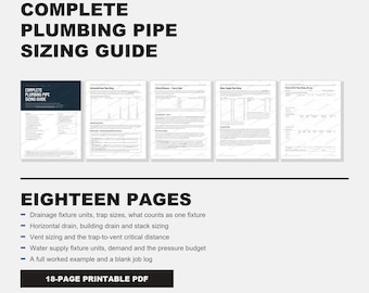 Complete Plumbing Pipe Sizing Guide, DFU WSFU Drain Vent & Water Supply Manual (18-Page PDF)