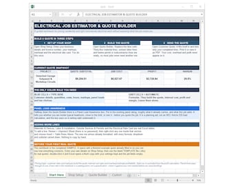 Electrical Job Estimator, Electrician Quote Calculator, Profit Margin Check (Excel + Google Sheets)