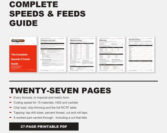 Complete Machining Speeds and Feeds Guide – 27-Page Printable PDF (Imperial and Metric)