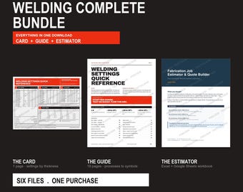 Welding Settings Bundle – MIG TIG Stick Flux Core Guide & Estimator (PDF + Excel)