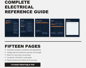 Electrical Reference Guide PDF, NEC Ampacity, Voltage Drop, Conduit Fill (15 Pages)