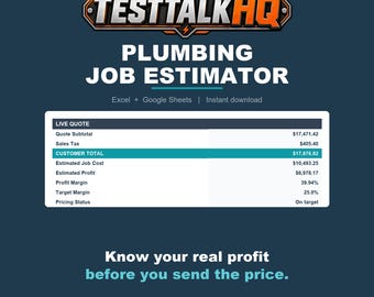 Plumbing Job Estimator & Quote Calculator, Fixture Unit Load Check (Excel + Google Sheets)
