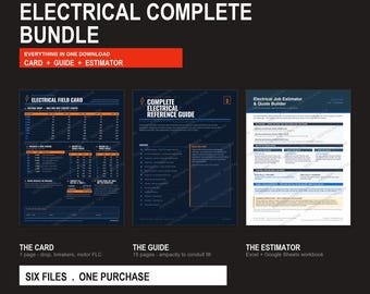 Electrical Field Card, NEC Guide, Job Estimator Bundle (PDF + Excel)