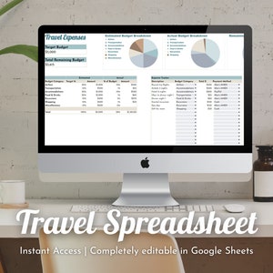 Digital Travel Trip Planner Itinerary Template | Honeymoon Vacation Spreadsheet | Editable Google Sheet | Travel Budget Packing Template