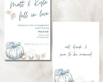 Fall Engagement Party Invitation Template | Autumn Engagement Party Invite | Classy Pumpkin Invite | Engagement Party Invitation Download