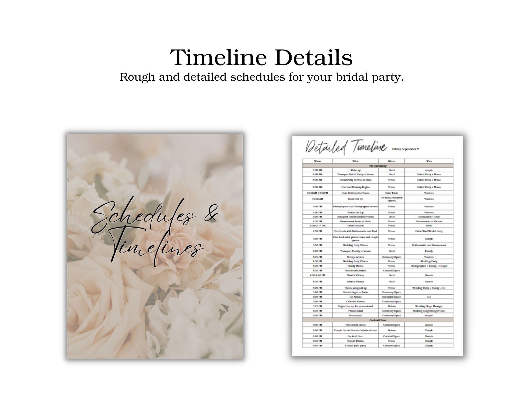 Wedding Details Bridal Party Cheat Sheet Template Wedding - Etsy