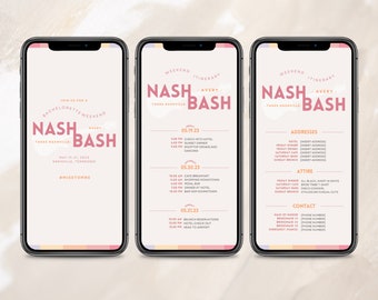 Nash Bash Bachelorette Trip Itinerary Template | Editable on Canva | Printable Editable Template | Bachelorette Party | Download Template