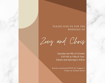 Abstract Boho Wedding Invitation Template | Editable Abstract Wedding Invite | Download Editable Template