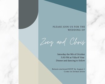 Abstract Boho Wedding Invitation Template | Editable Abstract Wedding Invite | Download Editable Template
