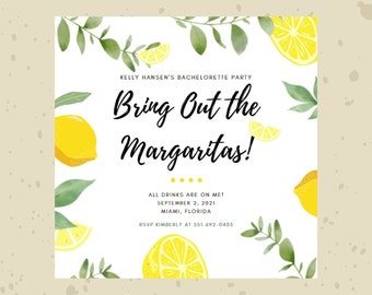 Lemon Theme Bachelorette Party Invite Editable Digital Template Download Evite
