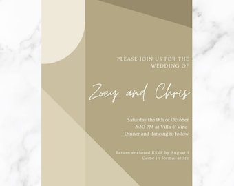 Abstract Boho Wedding Invitation Template | Editable Abstract Wedding Invite | Download Editable Template