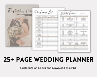 Wedding Details Day-of Planner Itinerary Template | Wedding Planner Document | Day of Binder | Editable Canva Template | Download Template