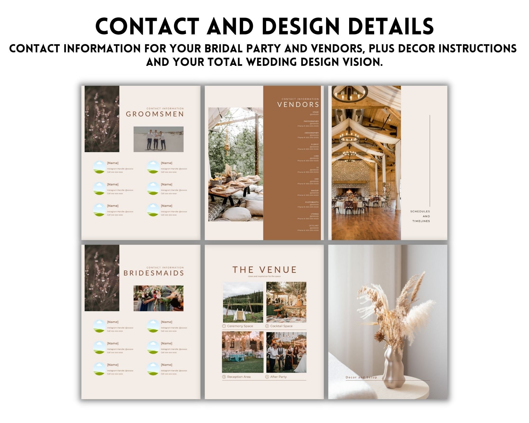 Rustic Document Templet Boho Rustic Fall Wedding Day-of Planner Itinerary Template | Wedding ...