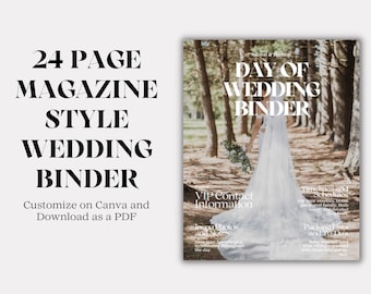 Wedding Details Day-of Planner Itinerary Template | Wedding Magazine | Day of Binder | Editable Canva Template | Download Template