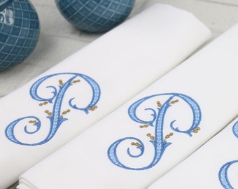 Set of 6 Monogrammed Napkins / Personalized Napkins / Dinner Napkins / Table Linens / Wedding Gift / 1 Letter Monogram