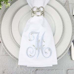 Set of 6 Embroidered Napkins / Personalized Napkins / Dinner Napkins / Monogram Napkins/ Wedding Gift / Font 25