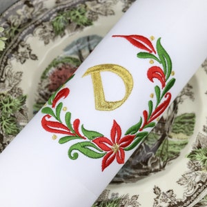 Set of 6 Napkins / Christmas Napkins / Embroidered Napkins / Dinner Napkins / Christmas Gifts / Cotton Napkins / Christmas Frame