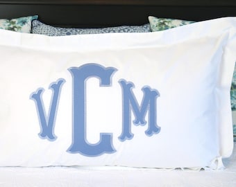 Applique Monogram Pillow Sham / Personalized Embroidered Pillow / Queen Shams / King Pillow / Accent Pillow / Heirloom bedding