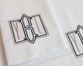 Set of 2 100% Cotton Pillowcases / Monogrammed Pillowcases / Wedding gift / Personalized Pillow cases / Bridal Shower Gift / 3 Letters