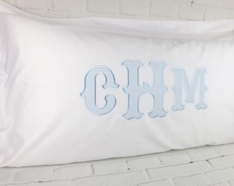 Large Monogram Applique Pillow Sham / Personalized Pillow /  Embroidered Pillow / Queen Shams / King Pillow / Accent Pillow / 3 Letters Mono