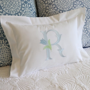 Monogrammed Embroidered Pillow Sham / Personalized Pillow /  Monogram Pillow / Lumbar Sham / Baby Pillow / Accent Pillow / Nursery pillow
