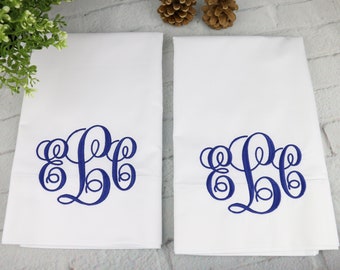 Set of 2 Monogram Pillowcases / Cotton Pillowcases / Wedding gift / Personalized Pillow cases / Bridal Shower Gift / 3 Letters