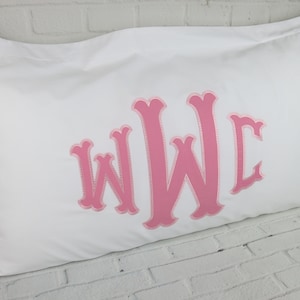 Large Monogram Applique Pillow Sham / Personalized Pillow /  Embroidered Pillow / Queen Shams / King Pillow / Accent Pillow / 3 Letters Mono
