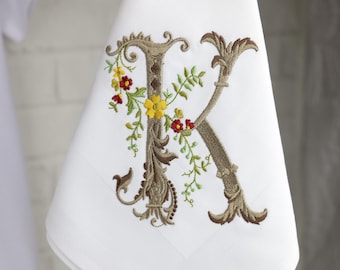 Thanksgiving Napkin / Embroidered Dinner Monogram Napkin