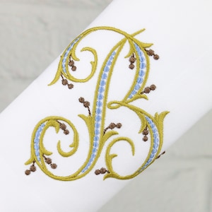 Set of 6 Napkins / Personalized Napkins / Dinner Napkins / Monogrammed Table linens / Wedding Gift / 1 Letter Monogram
