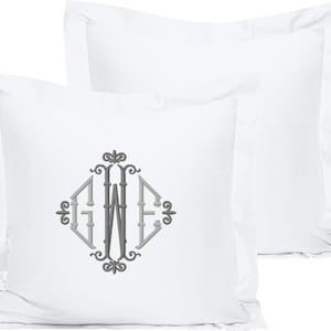 Set of 2 Euro Shams / 100% Cotton / Monogrammed Pillow / Wedding gift / Personalized Pillow Shams / Bridal Shower Gift